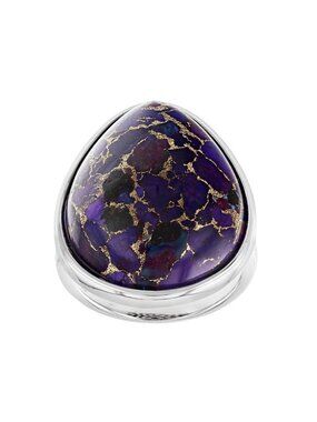 Purple Turquoise Sterling Silver Statement Ring Size 6 Teardrop Shape Gemstone
